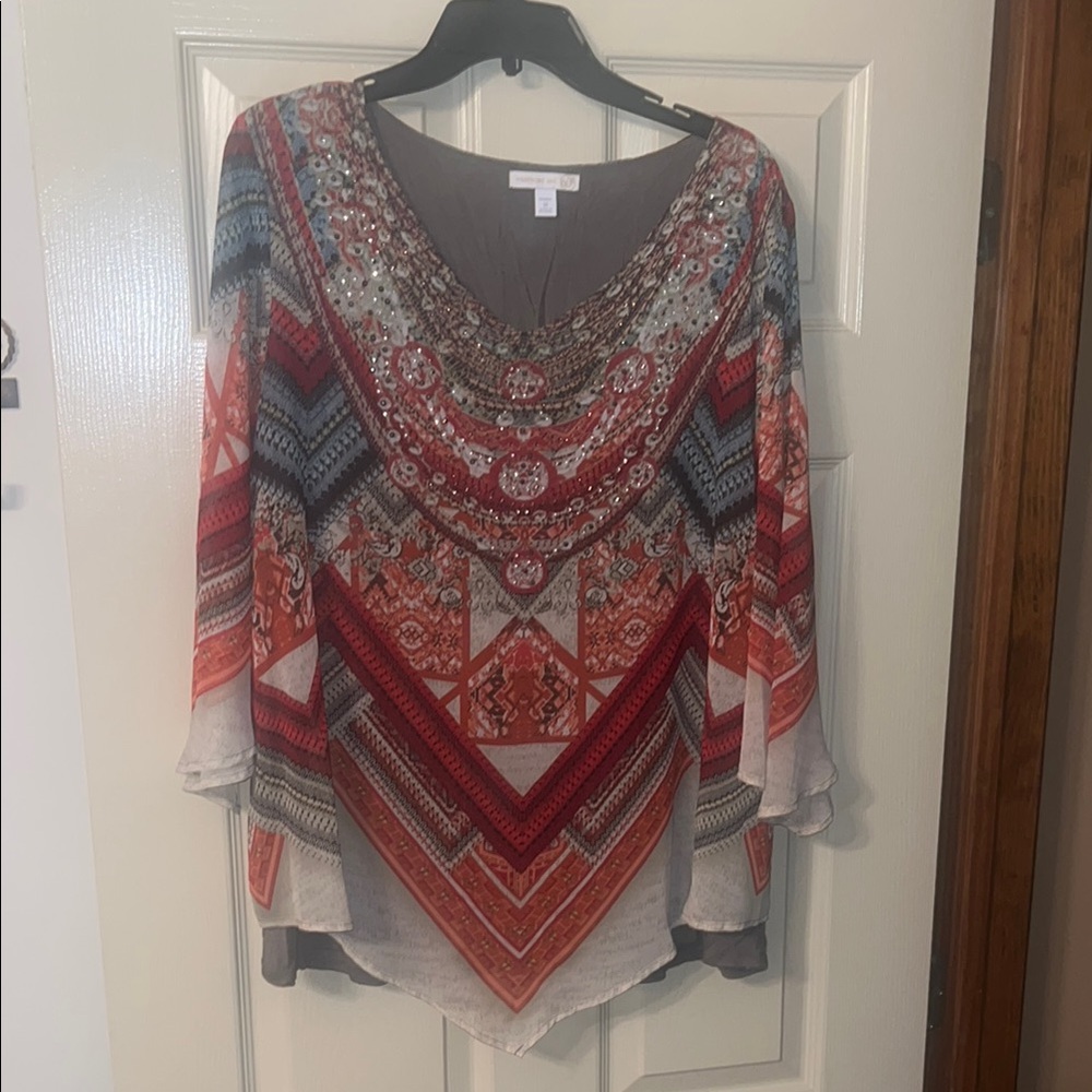 Westport Red and Orange Blouse Vibrant Top